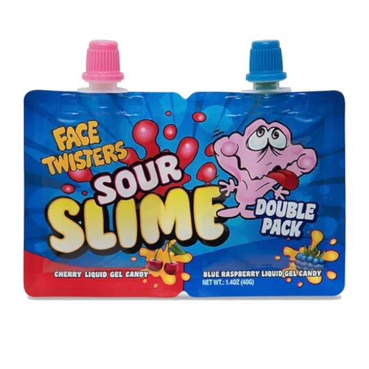 Face Twisters Sour Slime Double Pack Cherry/ Blue raspberry1.4oz (40g)