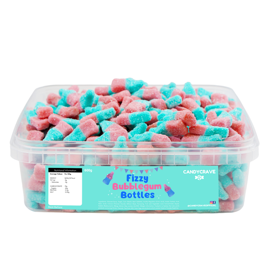 CandyCrave Fizzy Small Bubblegum Bottles Tub
