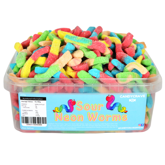 CandyCrave Sour Neon Worms Tub